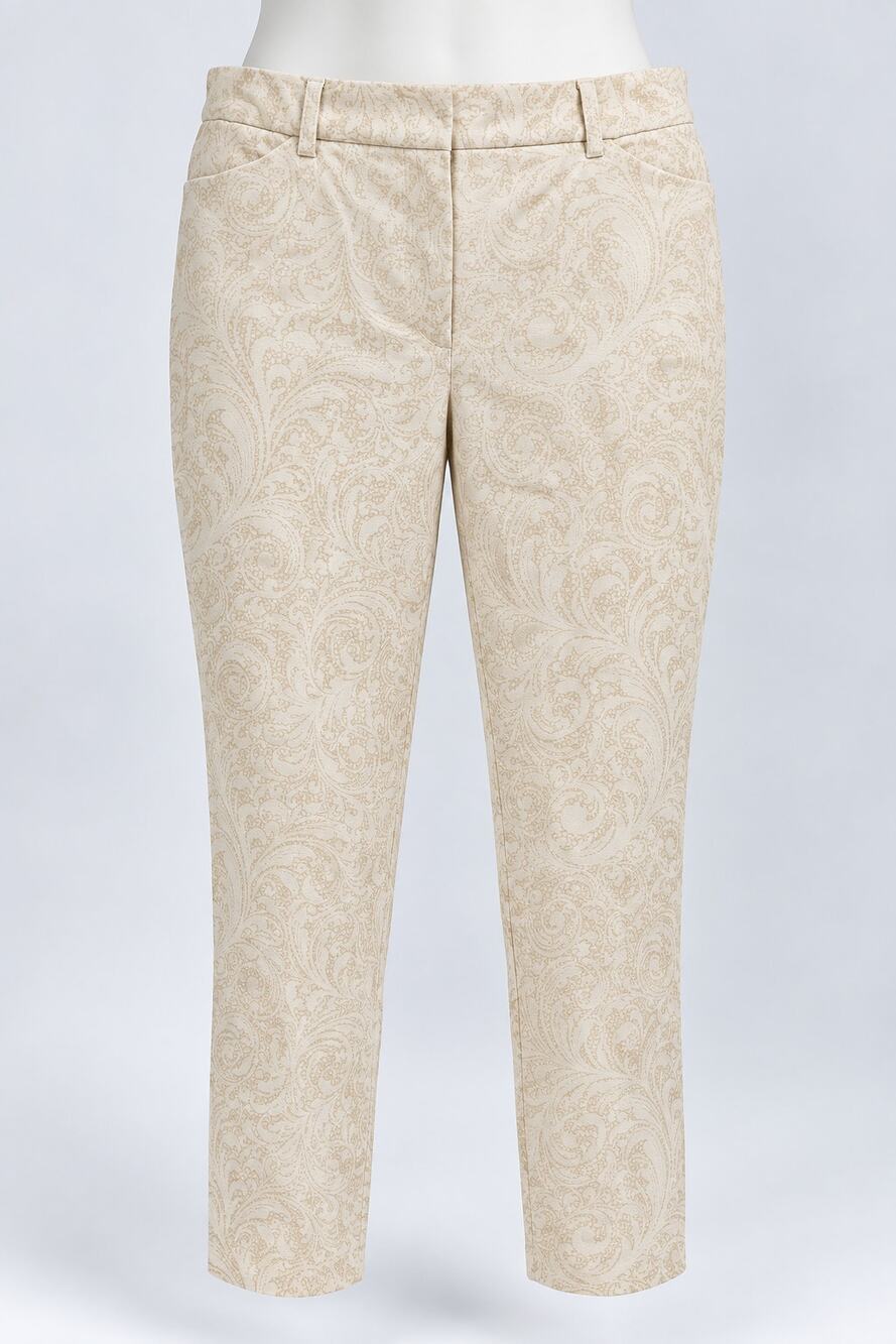 Liz Claiborne Paisley Print Ankle Pants Stretch Cotton Cropped Capri Womens Sz 8